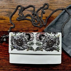Alexander McQueen Wallet on a Chain Clutch Sequins Rhinestone Embellished